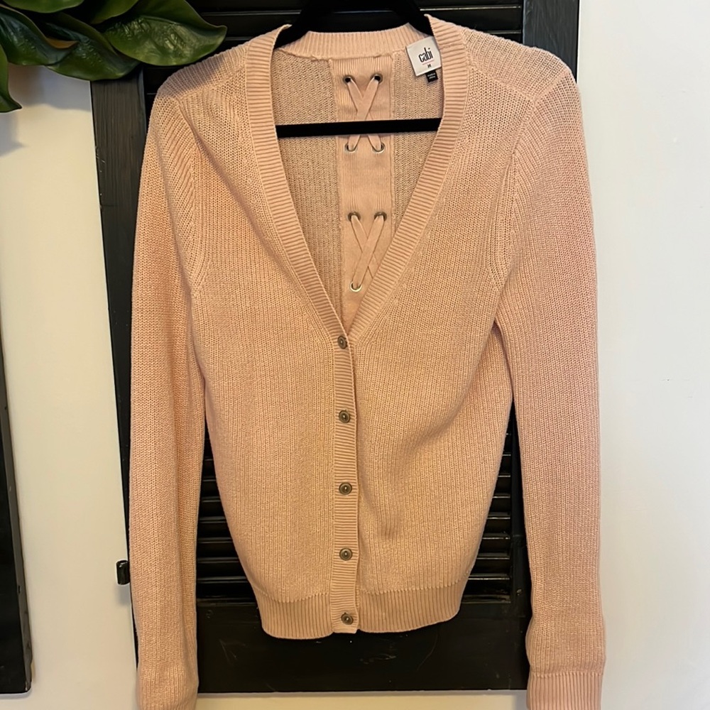 Cabi blush sweater, paired with a Michael Kors purse